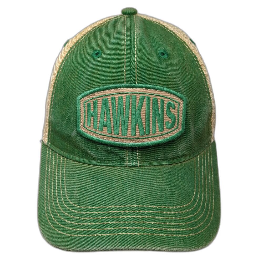 Legacy Trucker Hat Green Beige One Size Hawkins Patch Mesh Snapback Curved Brim